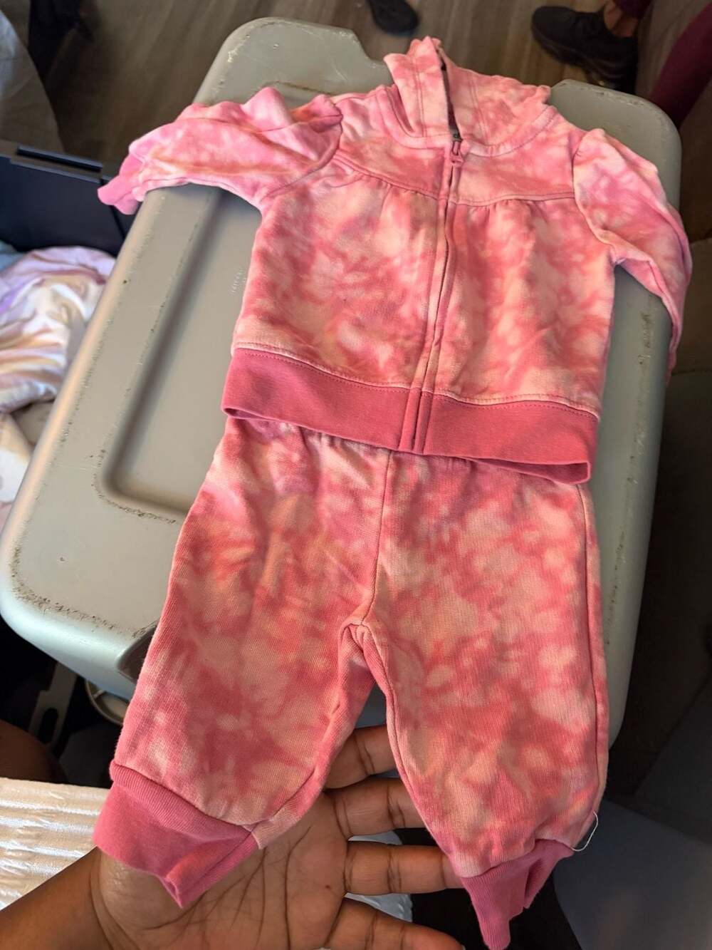 Child of Mine made by Carter's Pink Tie Dye Hoodie and Pants 2-Piece Set 0-3M